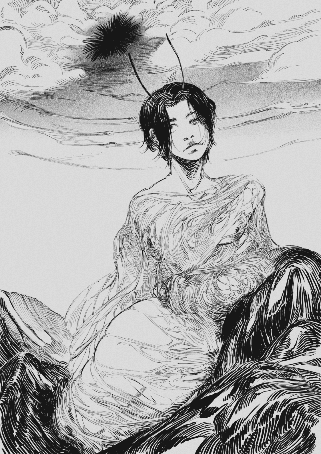 henny wakes from a cocoon.