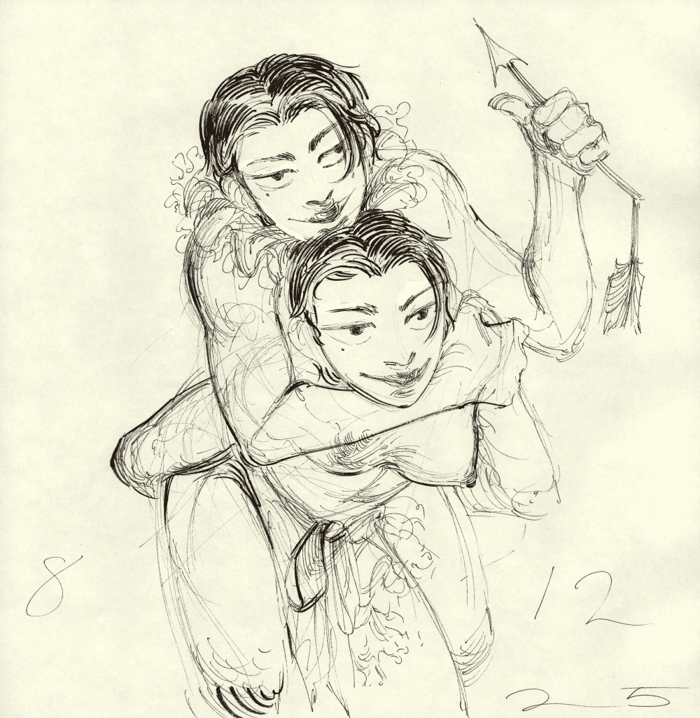 drawing of a male and female doley