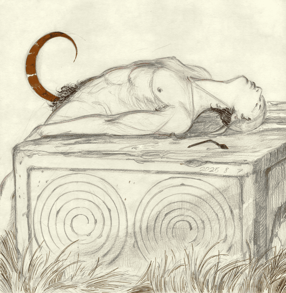 drawing of a moon sacrifice